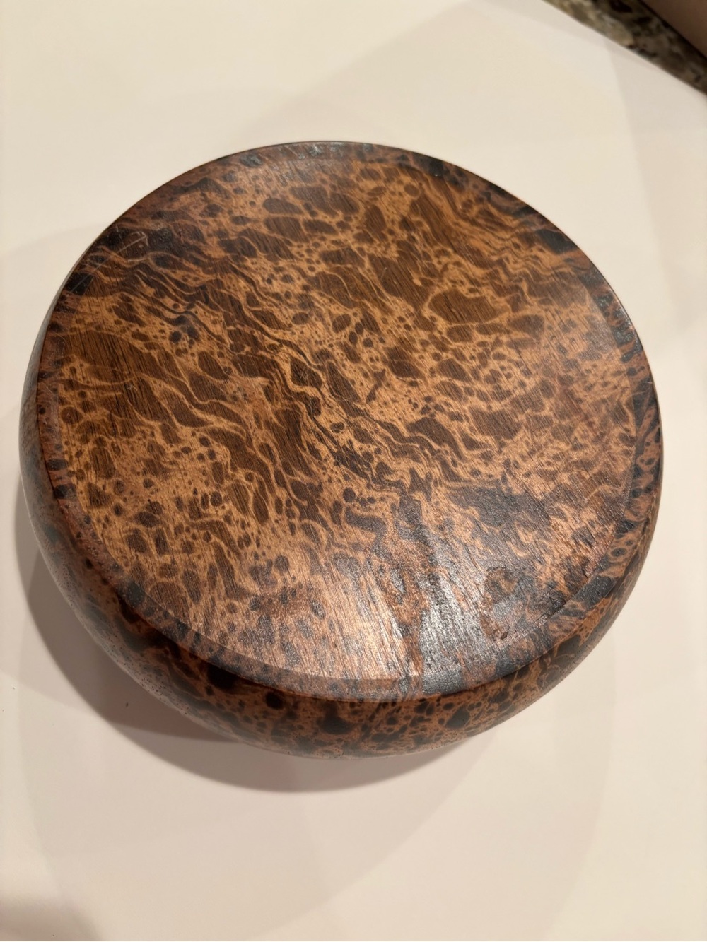 Handcrafted Round Burl Wood Decorative Box - Brown